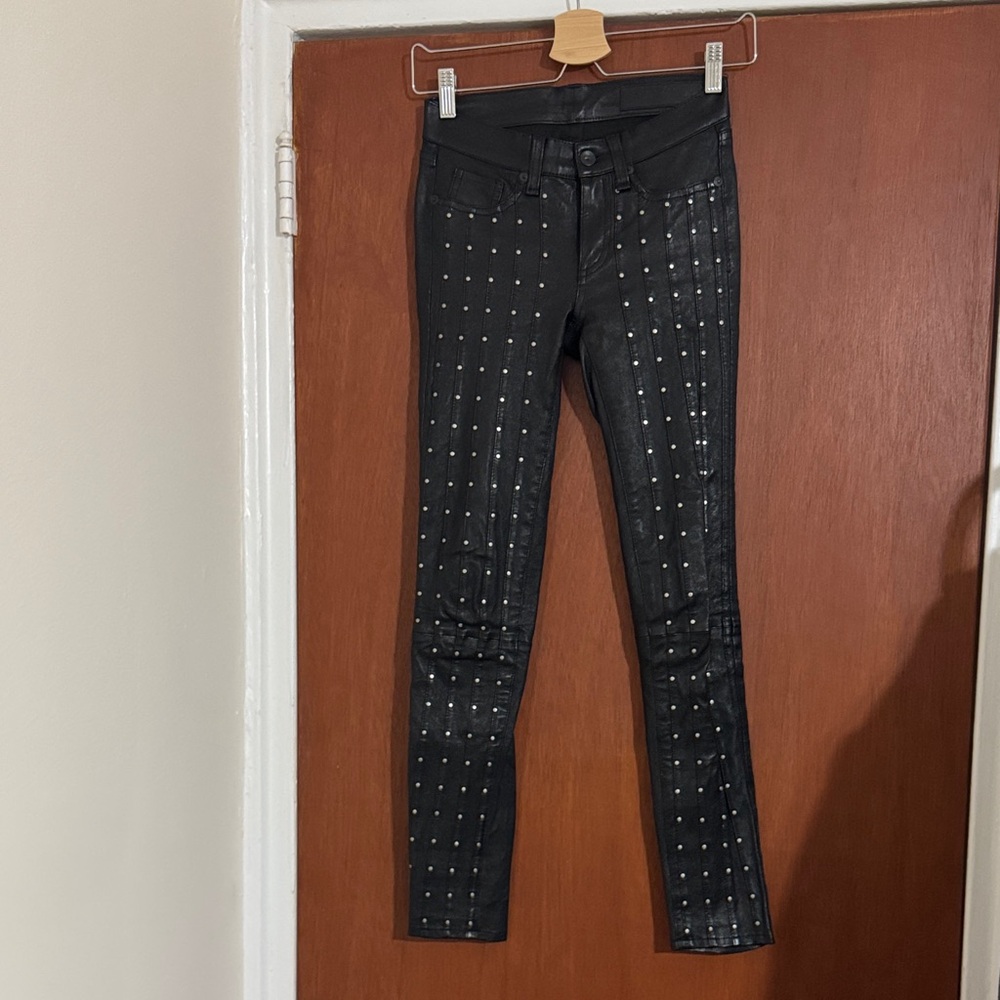 rag & bone Black Studded Skinny Pants